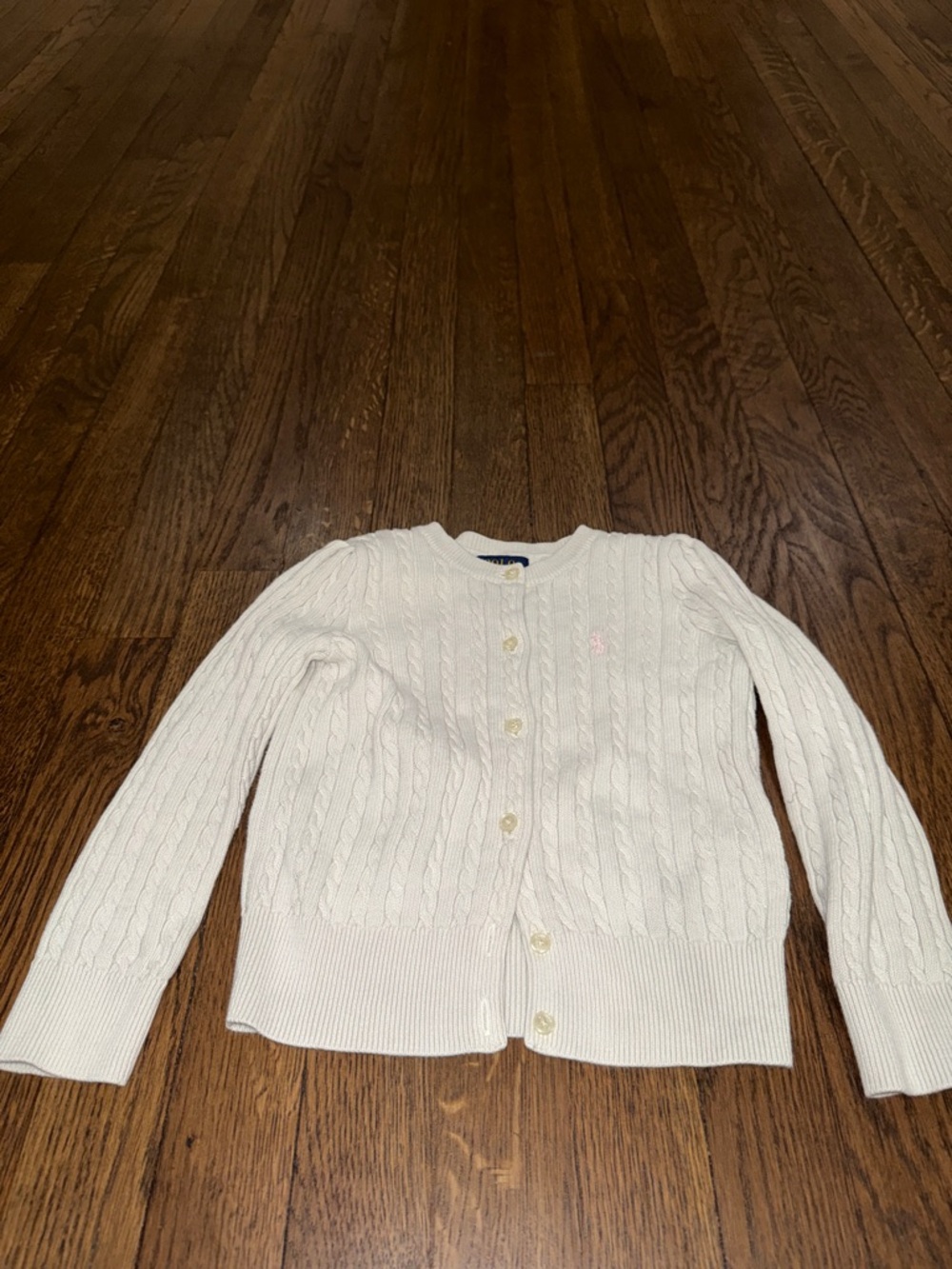 Ralph Lauren Ivory Cable-Knit Button Cardigan